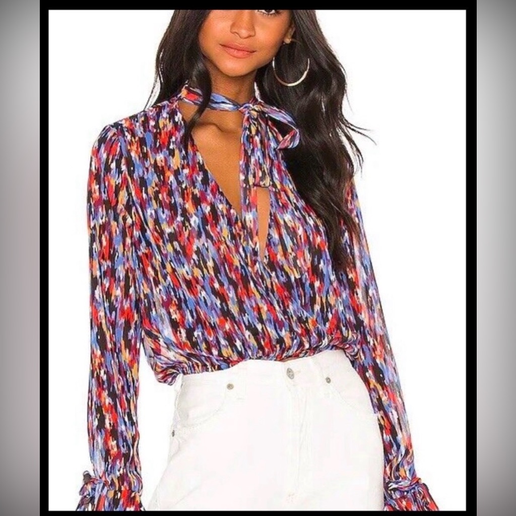 House Of Harlow 1960 X Revolve Joli Abstract Blouse Size Small Nwt